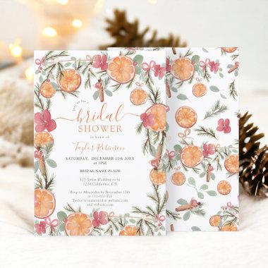 Boho Winter Dried Citrus Floral Bridal Shower Invitations