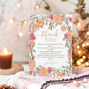 Boho Winter Dried Citrus Floral Bridal shower Thank You Invitations