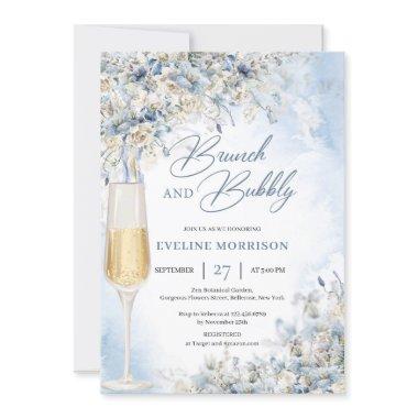 Boho winter flowers greenery brunch and bubbly Invitations