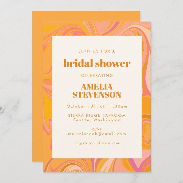 Boho Yellow and Pink Marble Unique Bridal Shower Invitations