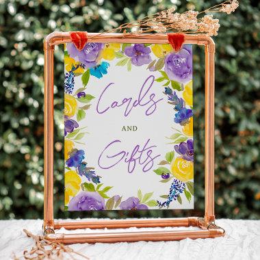 Boho yellow lavender floral bridal shower sign