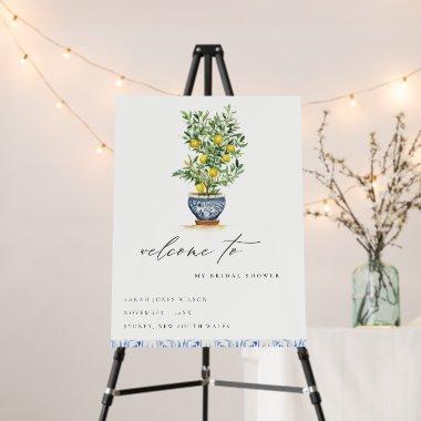 Boho Yellow Lemon Tree Bridal Shower Welcome Foam Board