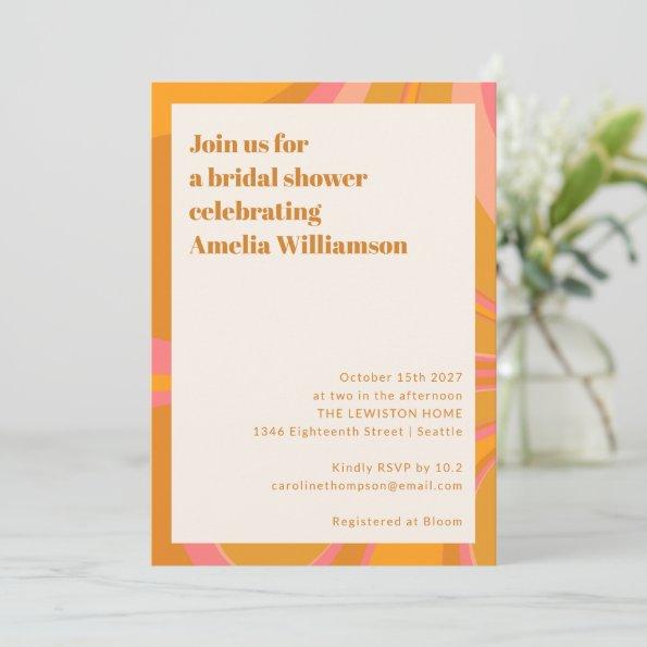 Boho Yellow Orange Pink Marble Bridal Shower Invitations