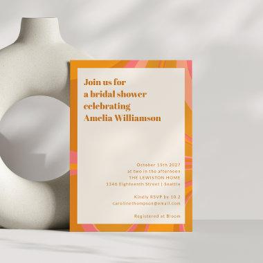 Boho Yellow Orange Pink Marble Bridal Shower Invitations