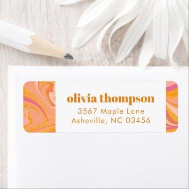 Boho Yellow Pink Marble Custom Return Address Label