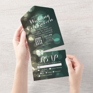 Bokeh Sparkle Glitter String Lights Wedding RSVP All In One