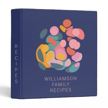 Bold Colorful Abstract Blue Personalized Recipe 3 Ring Binder