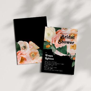 Bold Colorful Floral | Black Bridal Shower Invitations