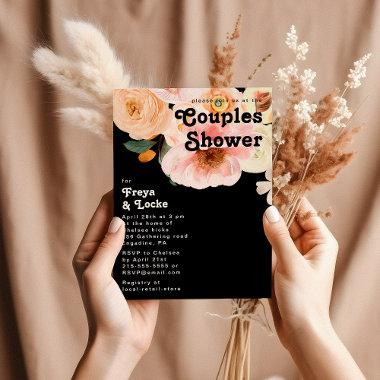 Bold Colorful Floral | Black Couples Shower Invitations