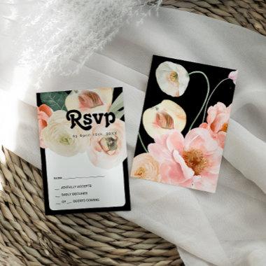 Bold Colorful Floral | Black RSVP Card