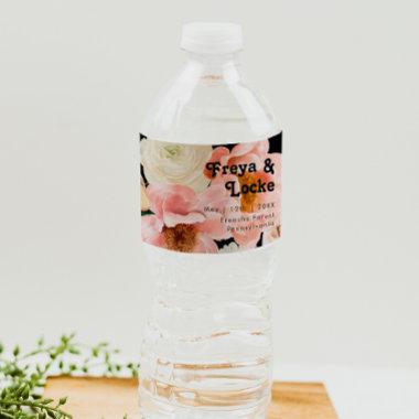 Bold Colorful Floral | Black Water Bottle Label