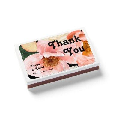 Bold Colorful Floral | Black Wedding Favor Matchboxes