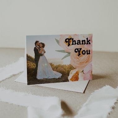 Bold Colorful Floral | Folded Photo Thank You Invitations