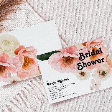 Bold Colorful Floral | Horizontal Bridal Shower Invitations