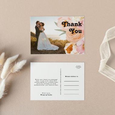 Bold Colorful Floral | Photo Wedding Thank You PostInvitations