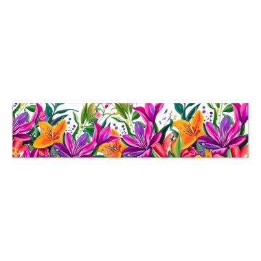 Bold Colorful Floral Summer Wedding Napkin Band