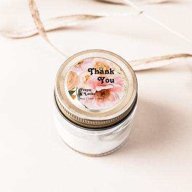Bold Colorful Floral | Thank You Wedding Favor Classic Round Sticker