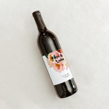 Bold Colorful Floral | Wedding Wine Label