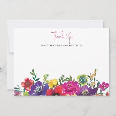 Bold Colorful Flowers Bridal Shower Mrs To Be Thank You Invitations