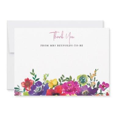 Bold Colorful Flowers Bridal Shower Mrs To Be Thank You Invitations