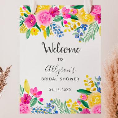 Bold country floral watercolor welcome bridal poster