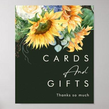 Bold Country Sunflower Dark Green Invitations and Gifts Poster