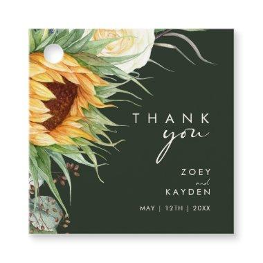 Bold Country Sunflower | Dark Green Thank You Favor Tags