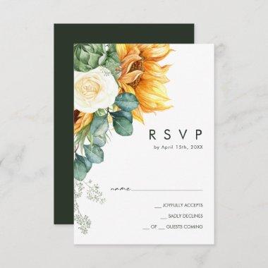 Bold Country Sunflower | Dark Green Wedding RSVP Card