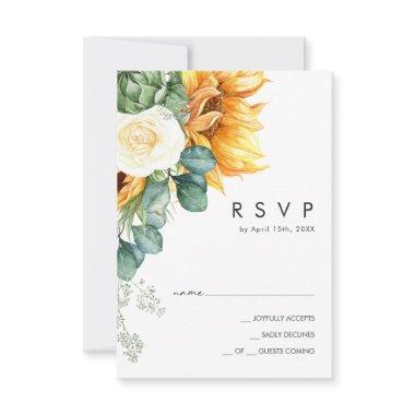 Bold Country Sunflower | Dark Green Wedding RSVP Card