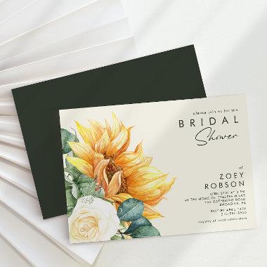 Bold Country Sunflower Light Yellow Bridal Shower Invitations