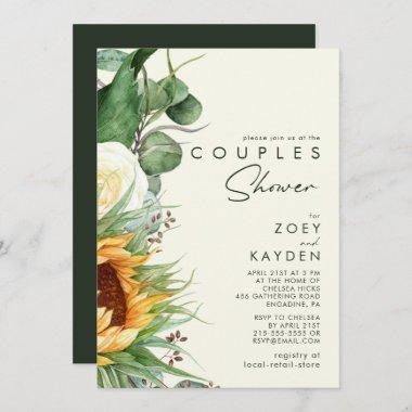 Bold Country Sunflower Light Yellow Couples Shower Invitations