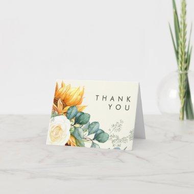 Bold Country Sunflower Light Yellow Thank You Invitations