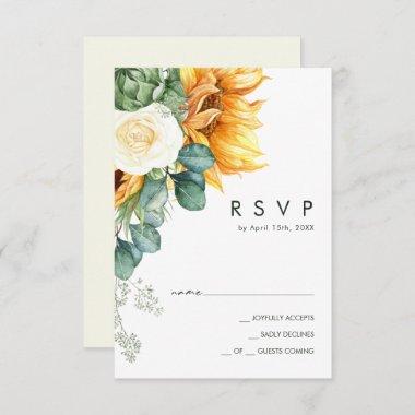 Bold Country Sunflower | Light Yellow Wedding RSVP Card