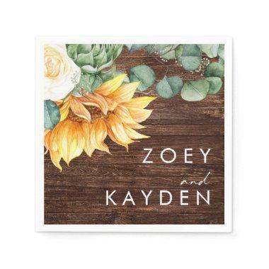 Bold Country Sunflower | Wood Wedding Napkins