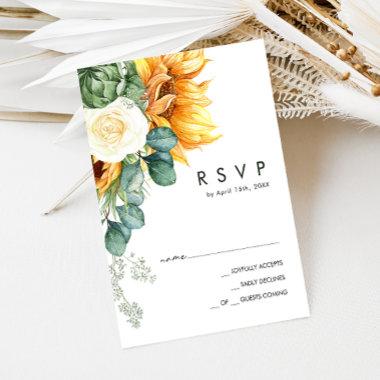 Bold Country Sunflower | Wood Wedding RSVP Card