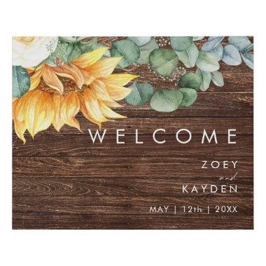 Bold Country Sunflower | Wood Welcome Faux Canvas Print