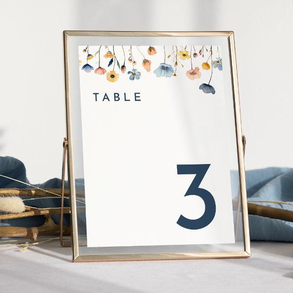 Bold Elegant Floral Wedding Table Number
