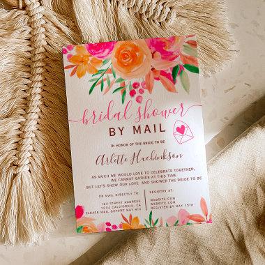 Bold fall floral watercolor bridal shower by mail Invitations