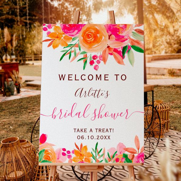 Bold fall floral watercolor  welcome foam board