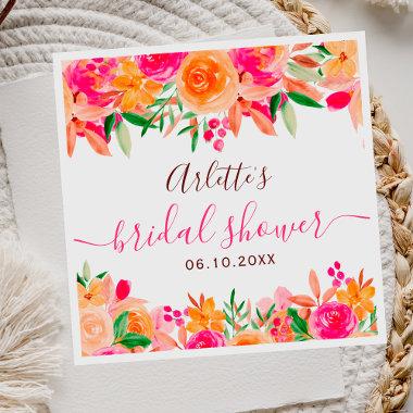 Bold fall floral watercolor  welcome napkins