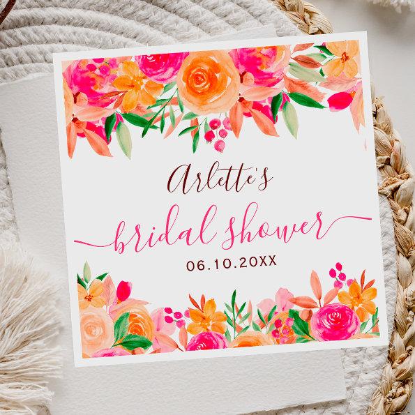 Bold fall floral watercolor  welcome napkins