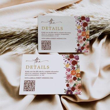 Bold Fall Wildflower Field Wedding Details QR Code Enclosure
