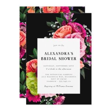 Bold Floral | Black and Magenta Pink