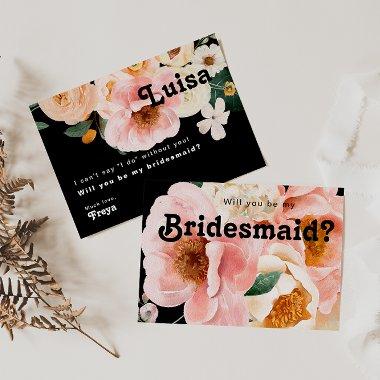 Bold Floral Black Bridesmaid Proposal