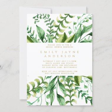 Bold Greenery Gold Bridal Shower Modern Invitations