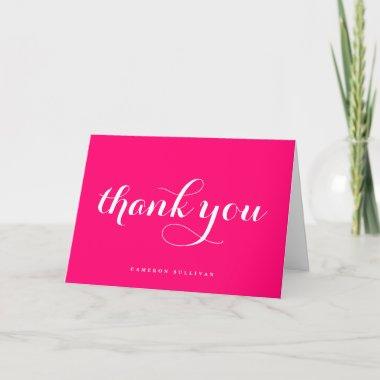 Bold Modern Calligraphy Hot Pink Wedding Thank You Invitations