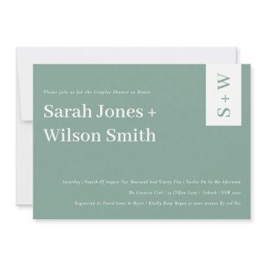 Bold Modern Teal Blue Green Couples Shower Invite