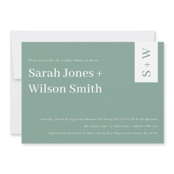 Bold Modern Teal Blue Green Couples Shower Invite