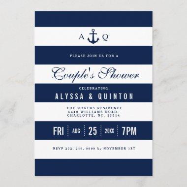 Bold Nautical Theme Couples Shower Invitations