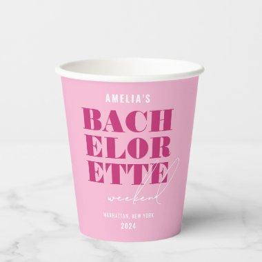 Bold Pink Bachelorette Weekend Paper Cups